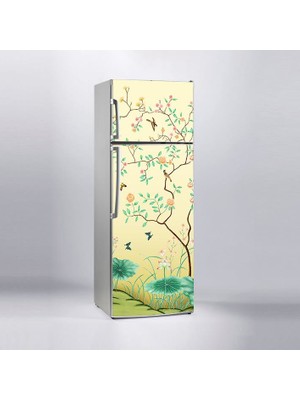 Sticker Art Buzdolabı Sticker Kaplama Dolap Kaplama Etiketi Ağaç Kuşlar