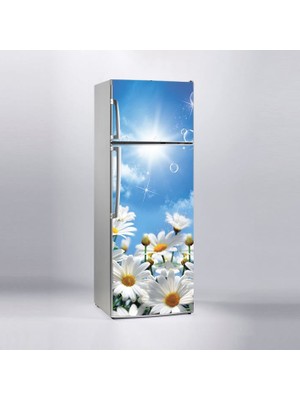 Sticker Art Buzdolabı Sticker Kaplama Dolap Kaplama Etiketi Beyaz Papatya