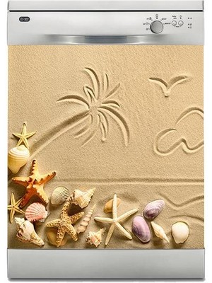 Sticker Art Bulaşık Makinesi Sticker Kaplama Beyaz Eşya Kaplama Deniz Kabukları Kum