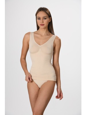 Cotonhause 1002 Kadın Kalın Askılı Ten Korseli Atlet