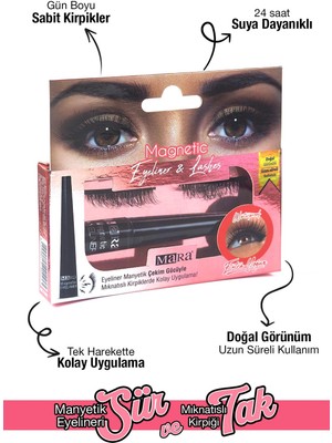 Mara Manyetik Eyeliner'lı Mıknatıslı Doğal Ipek Takma Kirpik Ekstra Yoğun