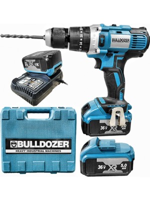 Bulldozer 36V 5AH 13MM Metal Madren Darbeli Çift Akülü Şarjlı Vidalama Matkap