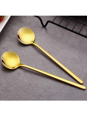 Mady Mark Gold Çay Kaşığı 6'lı Kahve Dondurma Tatlı Pasta Şeker Kaşık Set