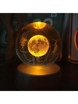 Çılgın Trend Kişiye Özel Satürnlü Kız Işıklı 6 cm Çapında Cam Kristal Küre