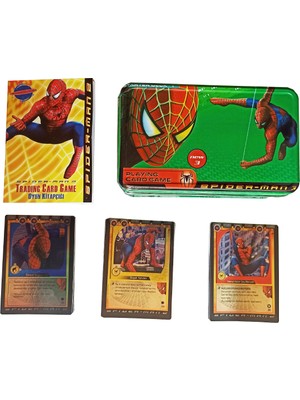 PopŞeker PopŞeker Spiderman Örümcek Adam Oyun Kartları 55 Kartlı Metal Kutulu Oyun Tablalı