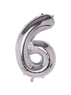 Parti Sürprizi 6 Rakam Folyo Balon Gümüş Renk 100 cm
