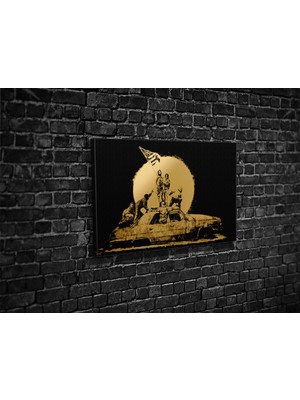 Tablo 360 Banksy- Gold Flag Kanvas Tablo