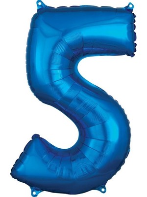 Parti Sürprizi Mavi Renk 5 Rakam Folyo Balon 100 cm