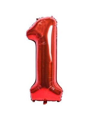 Parti Sürprizi Kırmızı 1 Rakam Folyo Balon 100 cm