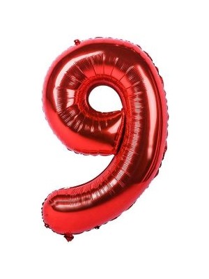 Parti Sürprizi Kırmızı 9 Rakam Folyo Balon 100 cm