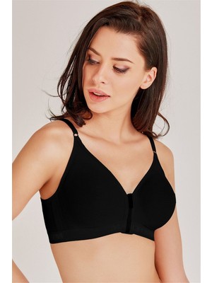 Kadın Önden Fermuarlı Siyah Toparlayıcı Sütyen 6727