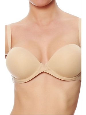 Magic Form 2087 Kadın Ten Düz Kumaşlı Çok Dolgulu Askısız Dekolteli Push-Up Straplez Sütyen