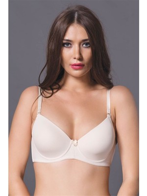 Magic Form 3045 Kadın Ekru Ince Süngerli Düz Kumaşlı Dikişsiz Sütyen