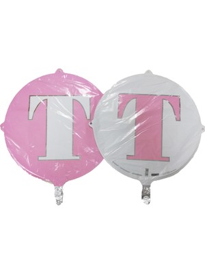 Event Party Store Folyo Balon Harf T Pembe-Beyaz 18''