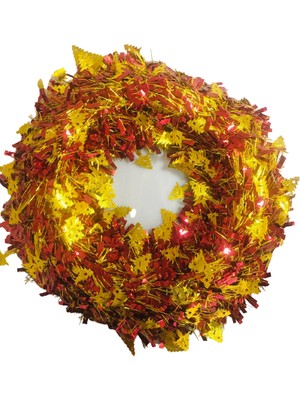Event Party Store Yılbaşı Metalize Çelenk 38 cm Kırmızı Gold Renkli Çam Ağacı Dekorasyonu