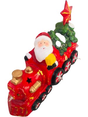 Event Party Store Yılbaşı Seramik Figür Işıklı Trenli Noel Baba Yıldızlı