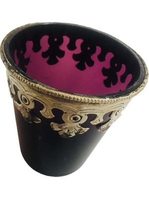 Event Party Store Mumluk Koyu Mor Kalın Cam Metal Aksesuarlı 10.5cm x 9cm