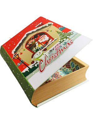 Event Party Store Yılbaşı Kutu Kitab Modeli Kırmızı Noel Baba 25CM x 19CM x 6cm