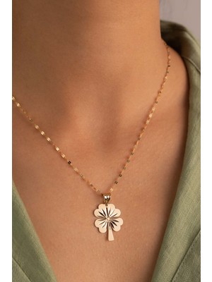 Yavuz Kuyumculuk Altın Italyan Zincir Yonca Kolye Kalemli 55 cm