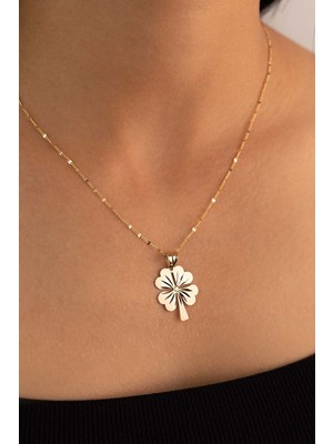 Yavuz Kuyumculuk Altın Italyan Zincir Yonca Kolye Kalemli Küçük 45 cm