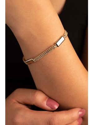 Yavuz Kuyumculuk Altın Örgü Zincir Plaka Bileklik
