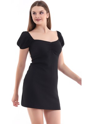Cotton Mood 21333916 Göğüs Ortası Lastikli Elbise Siyah