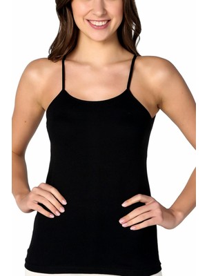 Tutku 6 Adet Siyah Renk Likralı Ip Askılı Atlet