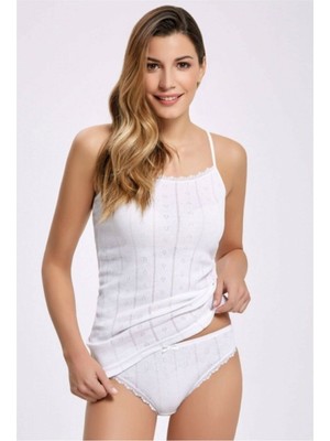 Tutku 3 Adet Beyaz Renk Jakarlı Ip Askılı Atlet