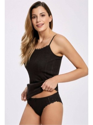 Tutku 12 Adet Siyah Renk Jakarlı Ip Askılı Atlet