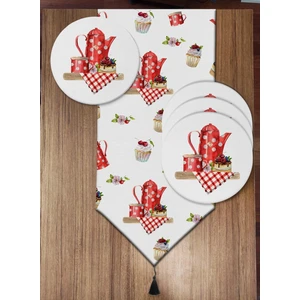Pusula Home Çay ve Pasta Temalı 6'lı Supla ve Runner Set