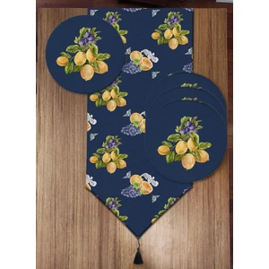 Pusula Home Limon ve Üzüm Detaylı 6'lı Supla ve Runner Set