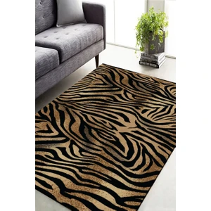 Cappio Halı Cappio Zebra Desenli Kahverengi Halı (Makine'de Yıkanabilir)