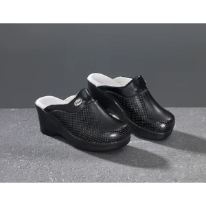 Siyah Renk Ortopedi Yüksek Dolgu Topuklu Medikal Sabo Terlik Hemşire Terliği Doktor Terliği Hastane Terliği