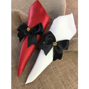 El Yapımı Siyah Kurdele Altın Renk Boncuklu Peçete Yüzüğü Halkası (6 Kişilik)