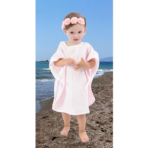 Çocuk Bebek Müslin Panço Kapüşonlu 1-4 Yaş Pembe
