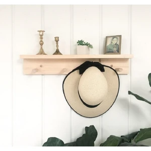 Ahşap Dekoratif Askılı Raf 45cm