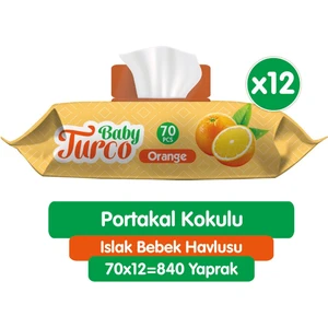 Baby Turco Portakal Kokulu Islak Bebek Havlusu 12  x  70 Adet
