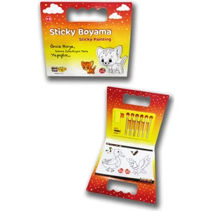 10 Yaprak Sticky Boyama Çantası 6 Renk Kalem, Silgi, Kalemtraş