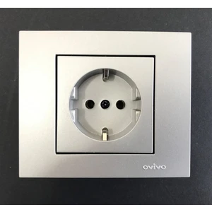 Çağatay Elektrik Çağatayelektrik Ovivo Grano Gümüş (Silver) Topraklı Priz Mekanizma+Çerçeve