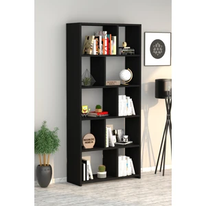 London Modern Siyah Kitaplık 5 Raflı Suntalam Malzeme ile 70 cm Genişlik 160 cm Yükseklik