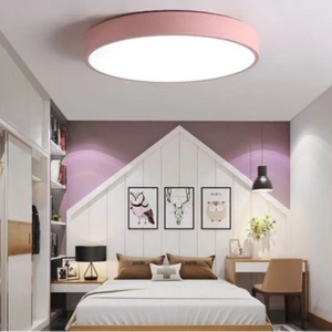 Modern LED Çocuk Odası Sıva Üstü Plofonyer ÇAP.40CM 3000K Pastel Pembe
