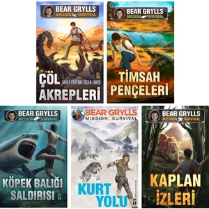 Genç Timaş Bear Grylls Mission Survival Seti - Çöl Akrepleri - Timsah Pençeleri - Köpek Balığı Saldırısı - Kurt Yolu - Kaplan Izleri - 5 Kitap