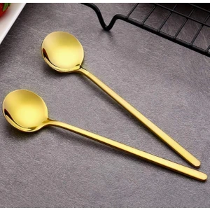 Mady Mark Gold Çay Kaşığı 6'lı Kahve Dondurma Tatlı Pasta Şeker Kaşık Set
