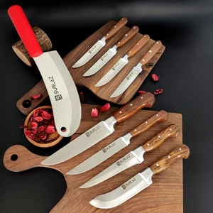 Handmade 9 Parça Bıçak Seti Kırmızı
