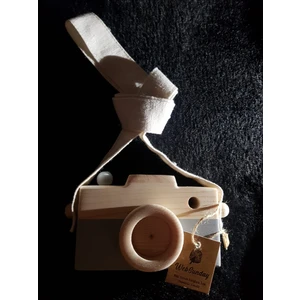 Ahşap Oyuncak Fotoğraf Makinesi - Gri