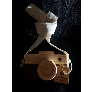 Ahşap Oyuncak Fotoğraf Makinesi - Kahverengi