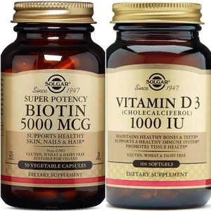 Biotin 5000 Mcg 50 Kapsül + Solgar Vitamin D3 1000 Iu 100 Tablet