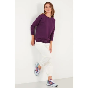 Pamuklu Bisiklet Yaka Basic Örme Sweat Kadın Sweat 5863569