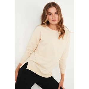 Pamuklu Bisiklet Yaka Basic Örme Sweat Kadın Sweat 5863569