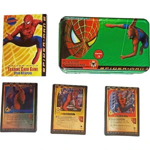 PopŞeker Spiderman Örümcek Adam Oyun Kartları 55 Kartlı Metal Kutulu Oyun Tablalı